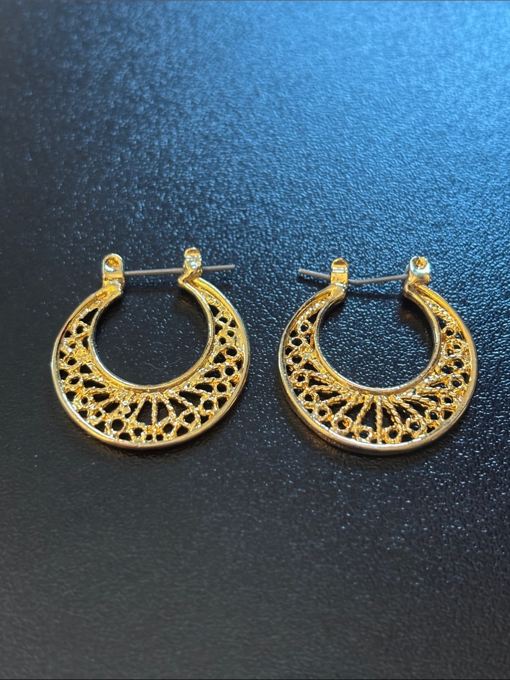 Goldtone Filigree Hoop Earrings - Women Jewelry